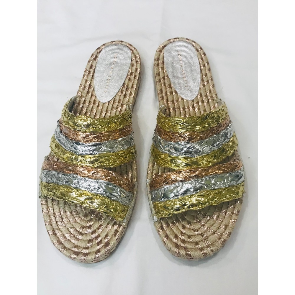 Sophia Webster Ines Metallic Espadrille Sandal , Size 40